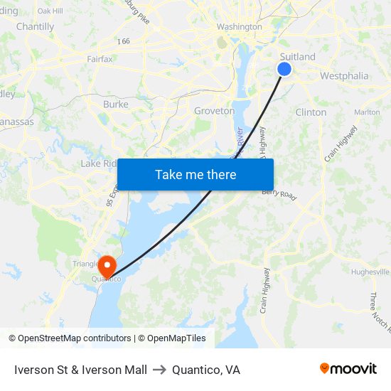 Iverson St & Iverson Mall to Quantico, VA map