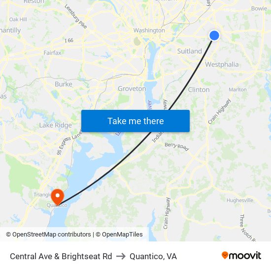 Central Ave & Brightseat Rd to Quantico, VA map