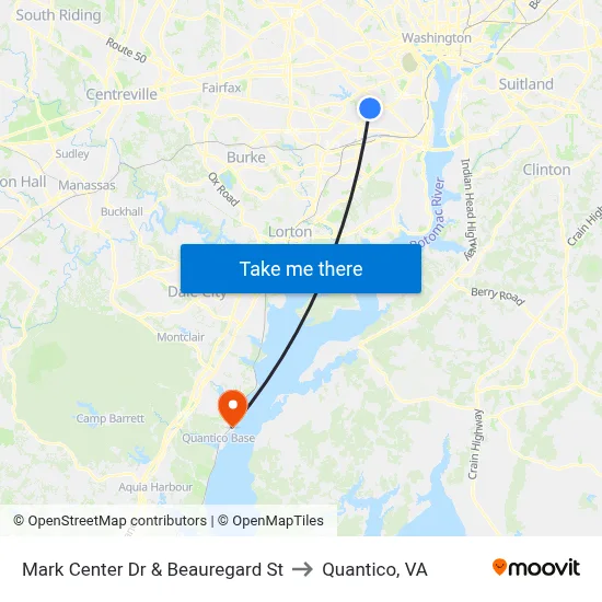 Mark Center Dr & Beauregard St to Quantico, VA map