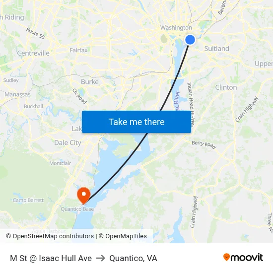 M St @ Isaac Hull Ave to Quantico, VA map