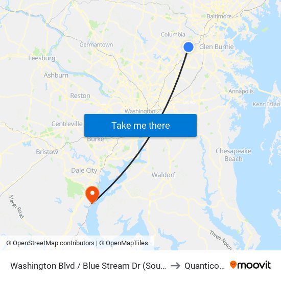Washington Blvd / Blue Stream Dr (Southbound) to Quantico, VA map