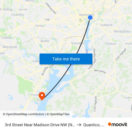 3rd Street Near Madison Drive NW (Nb) to Quantico, VA map