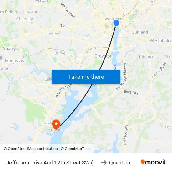 Jefferson Drive And 12th Street SW (Eb) to Quantico, VA map