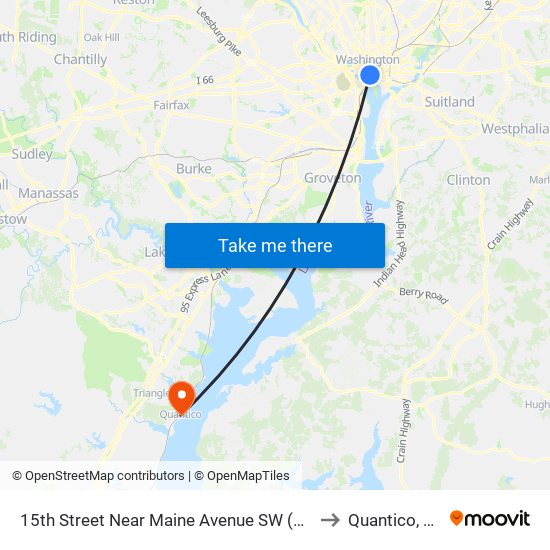 15th Street Near Maine Avenue SW (Sb) to Quantico, VA map