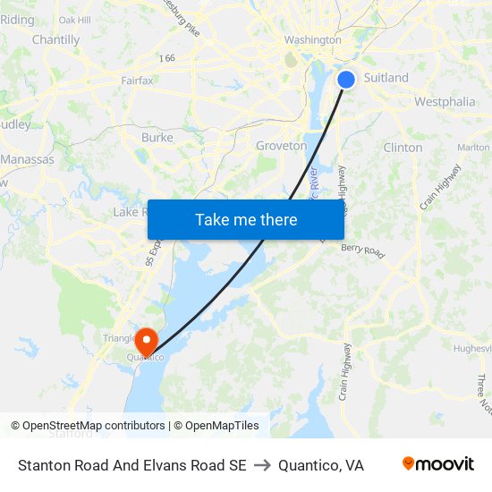 Stanton Road And Elvans Road SE to Quantico, VA map