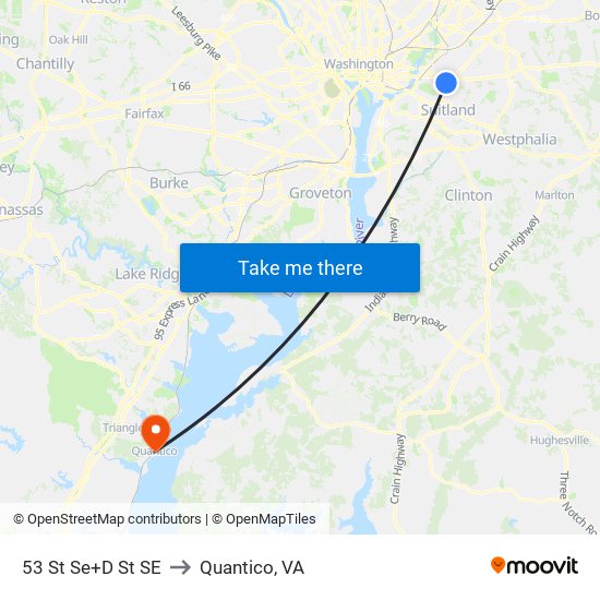 53 St Se+D St SE to Quantico, VA map