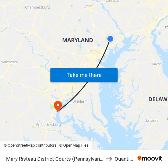 Mary Risteau District Courts (Pennsylvania Ave Near Bond St) to Quantico, VA map