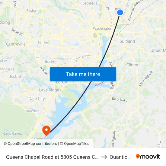 Queens Chapel Road at 5805 Queens Chapel Road to Quantico, VA map