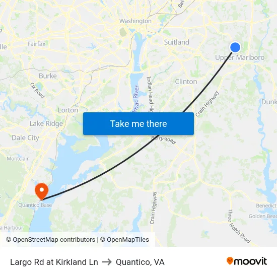 Largo Rd at Kirkland Ln to Quantico, VA map