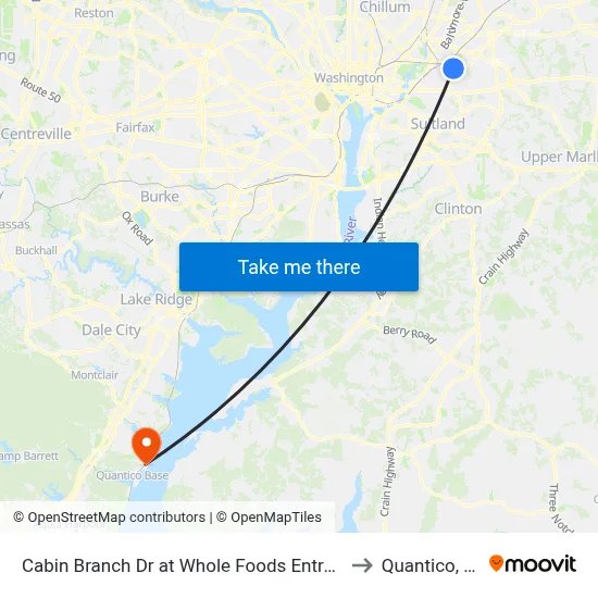 Cabin Branch Dr at Whole Foods Entrance to Quantico, VA map