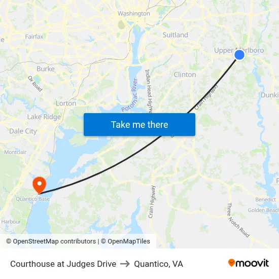 Courthouse at Judges Drive to Quantico, VA map