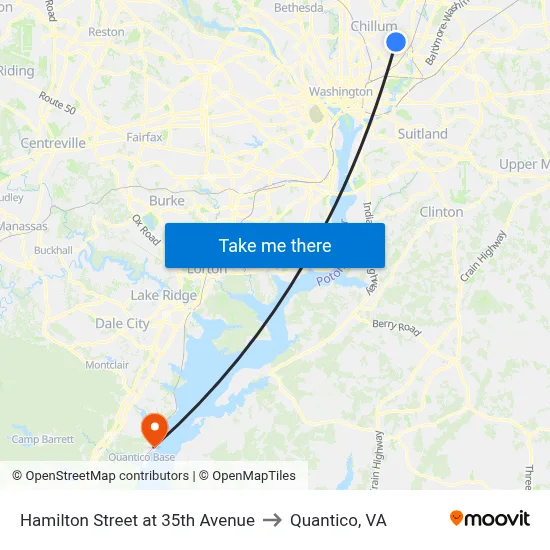 Hamilton Street at 35th Avenue to Quantico, VA map