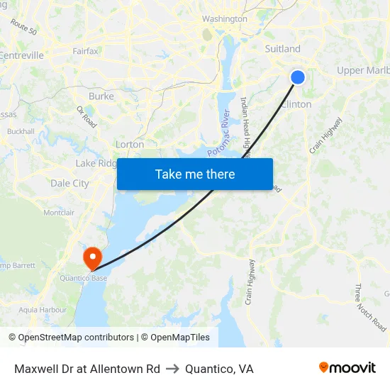Maxwell Dr at Allentown Rd to Quantico, VA map