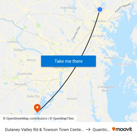 Dulaney Valley Rd & Towson Town Center Mall - Macy's Nb to Quantico, VA map