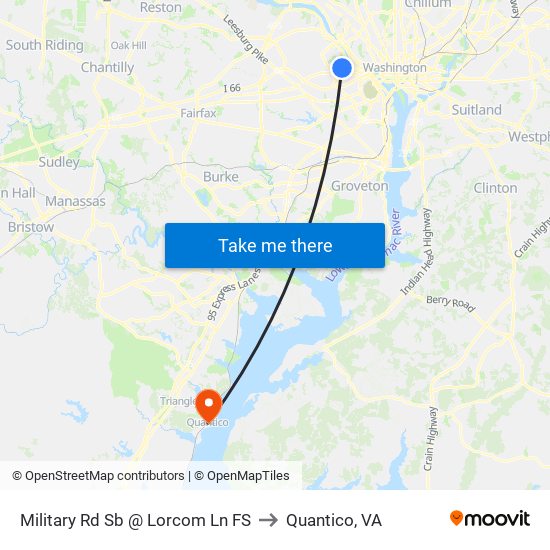 Military Rd Sb @ Lorcom Ln FS to Quantico, VA map