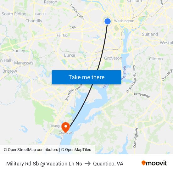 Military Rd Sb @ Vacation Ln Ns to Quantico, VA map