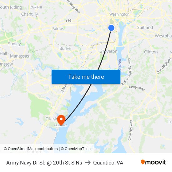 Army Navy Dr Sb @ 20th St S Ns to Quantico, VA map