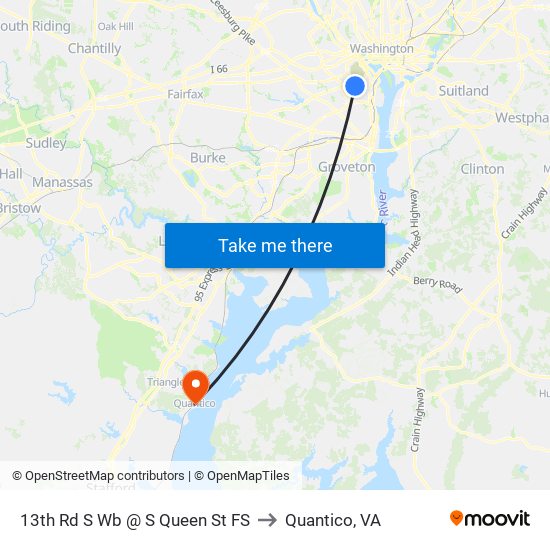 13th Rd S Wb @ S Queen St FS to Quantico, VA map