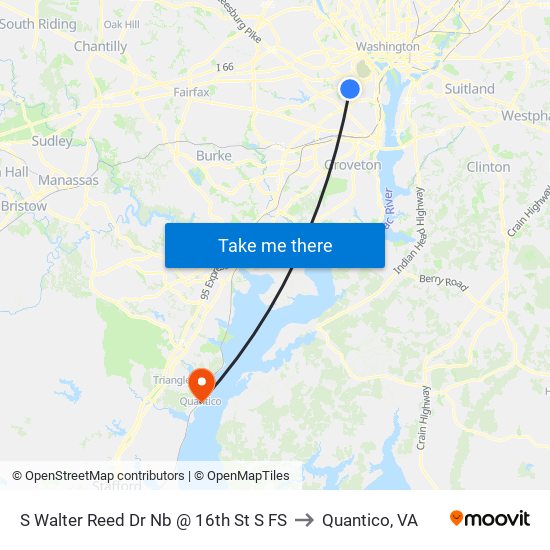 S Walter Reed Dr Nb @ 16th St S FS to Quantico, VA map