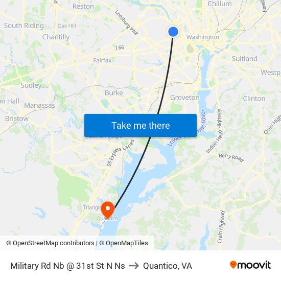 Military Rd Nb @ 31st St N Ns to Quantico, VA map