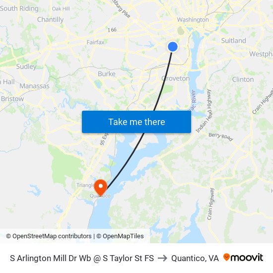 S Arlington Mill Dr Wb @ S Taylor St FS to Quantico, VA map