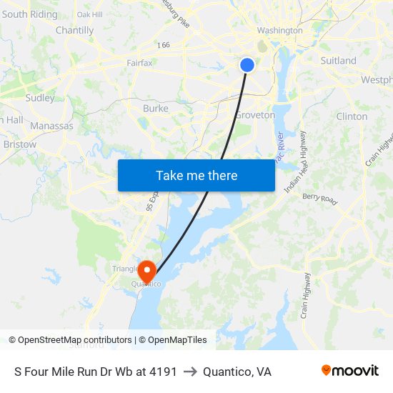 S Four Mile Run Dr Wb at 4191 to Quantico, VA map