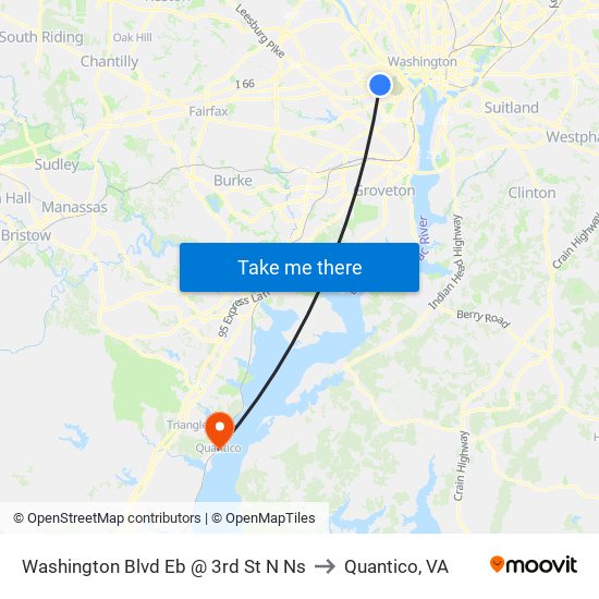 Washington Blvd Eb @ 3rd St N Ns to Quantico, VA map