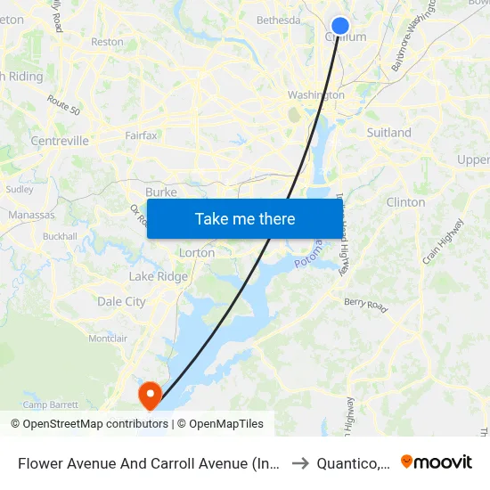 Flower Avenue And Carroll Avenue (Inbound) to Quantico, VA map