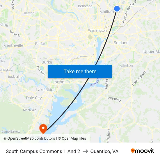 South Campus Commons 1 And 2 to Quantico, VA map