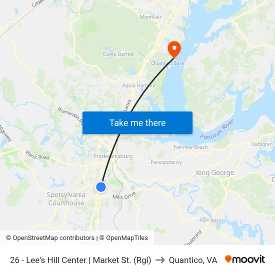 26 - Lee's Hill Center | Market St. (Rgi) to Quantico, VA map