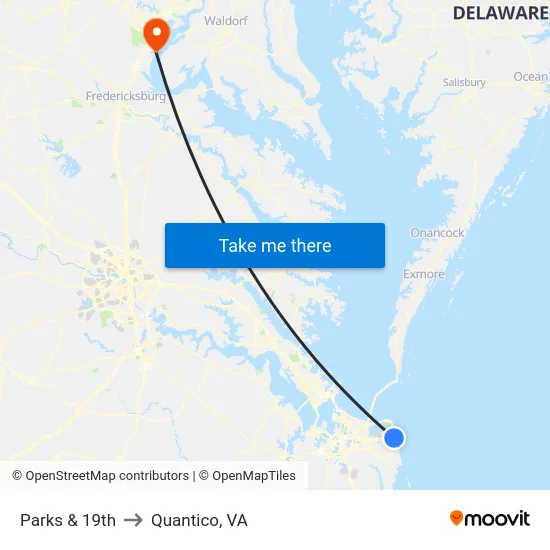 Parks & 19th to Quantico, VA map