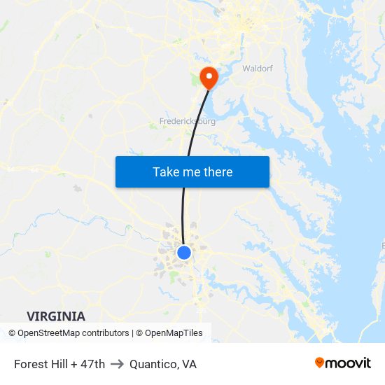 Forest Hill + 47th to Quantico, VA map