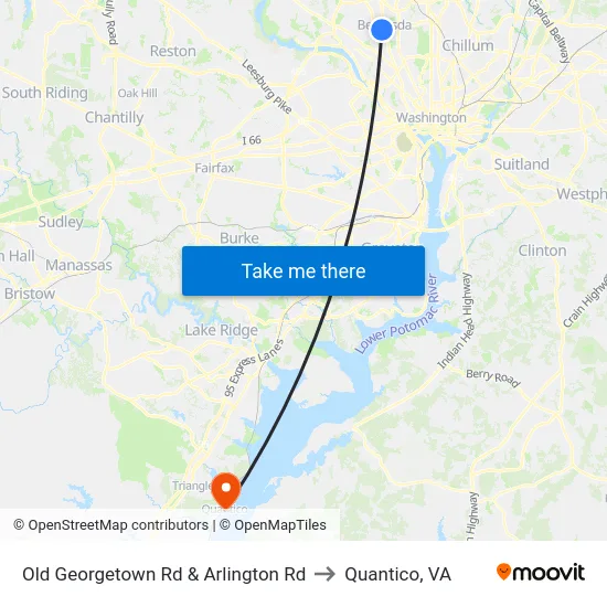 Old Georgetown Rd & Arlington Rd to Quantico, VA map
