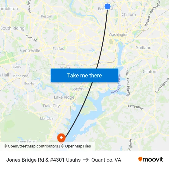 Jones Bridge Rd & #4301 Usuhs to Quantico, VA map