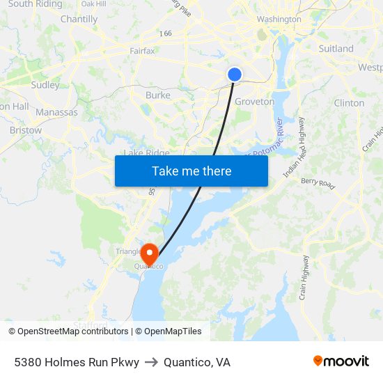 5380 Holmes Run Pkwy to Quantico, VA map