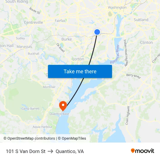 101 S Van Dorn St to Quantico, VA map