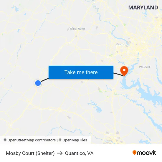 Mosby Court (Shelter) to Quantico, VA map