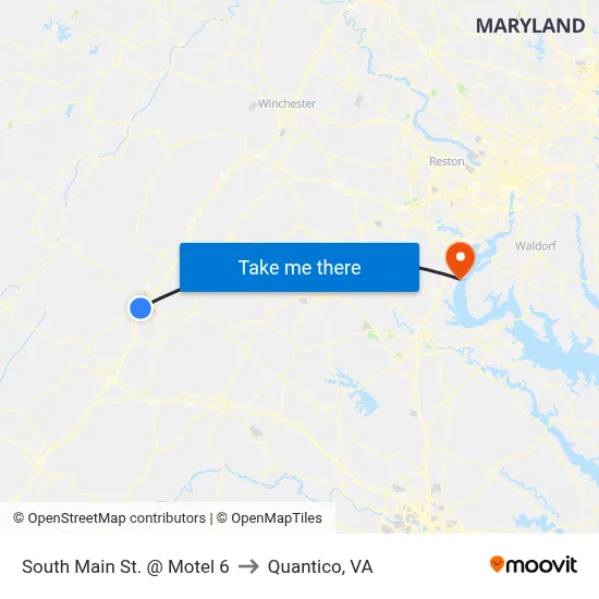 South Main St. @ Motel 6 to Quantico, VA map