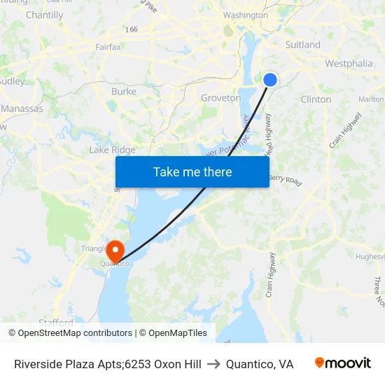 Riverside Plaza Apts;6253 Oxon Hill to Quantico, VA map