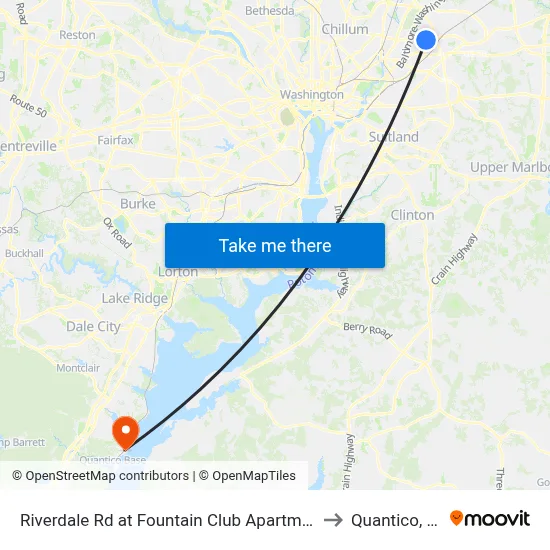 Riverdale Rd at Fountain Club Apartments to Quantico, VA map