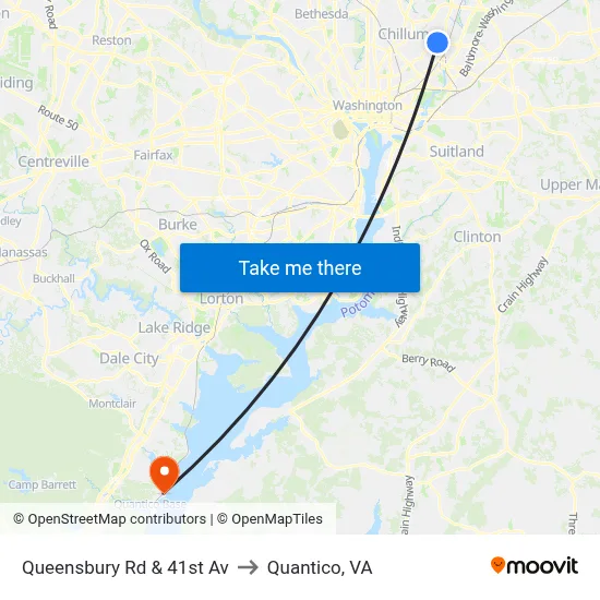 Queensbury Rd & 41st Av to Quantico, VA map