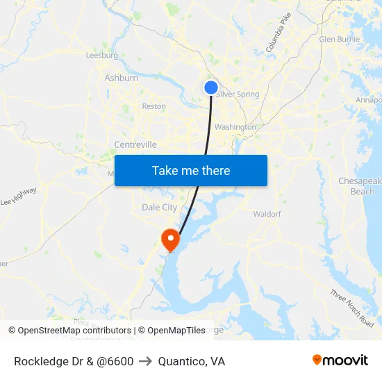 Rockledge Dr & @6600 to Quantico, VA map