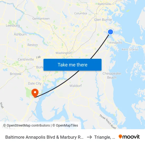 Baltimore Annapolis Blvd & Marbury Rd Sb to Triangle, VA map