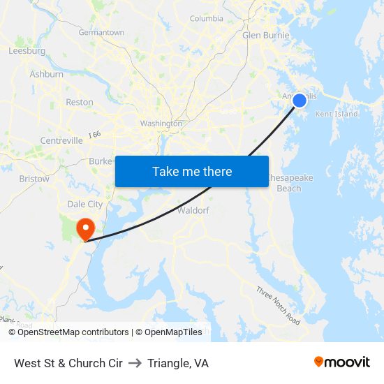 West St & Church Cir to Triangle, VA map