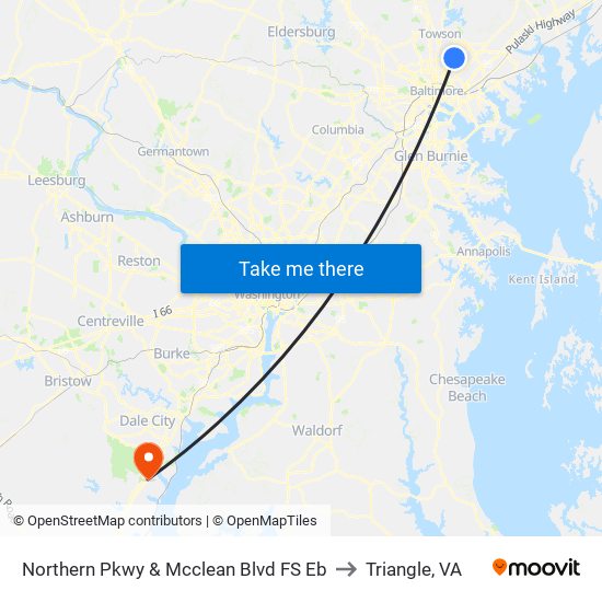 Northern Pkwy & Mcclean Blvd FS Eb to Triangle, VA map