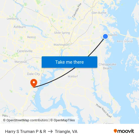 Harry S Truman P & R to Triangle, VA map
