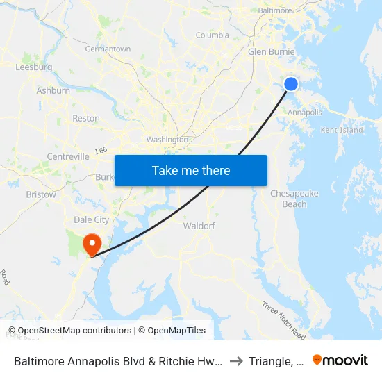 Baltimore Annapolis Blvd & Ritchie Hwy Nb to Triangle, VA map