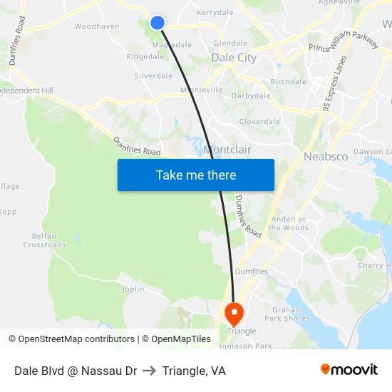 Dale Blvd @ Nassau Dr to Triangle, VA map