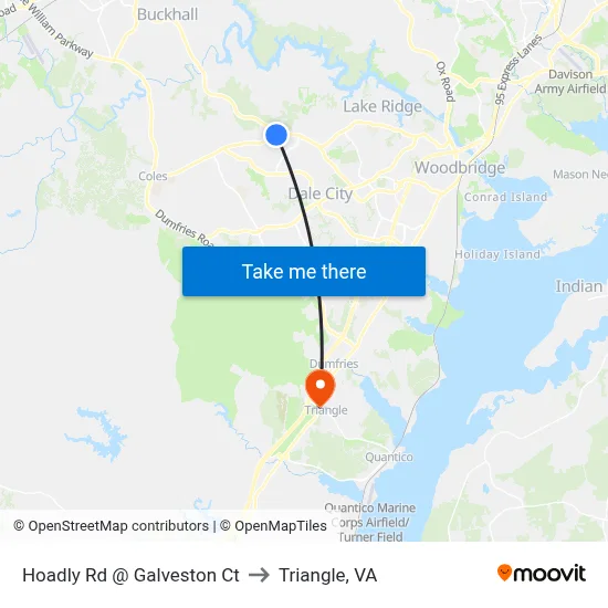 Hoadly Rd @ Galveston Ct to Triangle, VA map