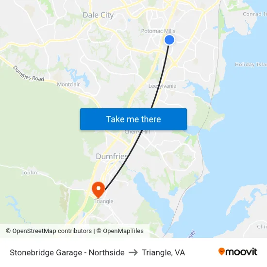Stonebridge Garage - Northside to Triangle, VA map